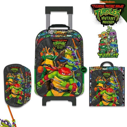 Set de Mochila con Ruedas Oficio Lonchera y Cartuchera Tortugas Ninja TN-1-163