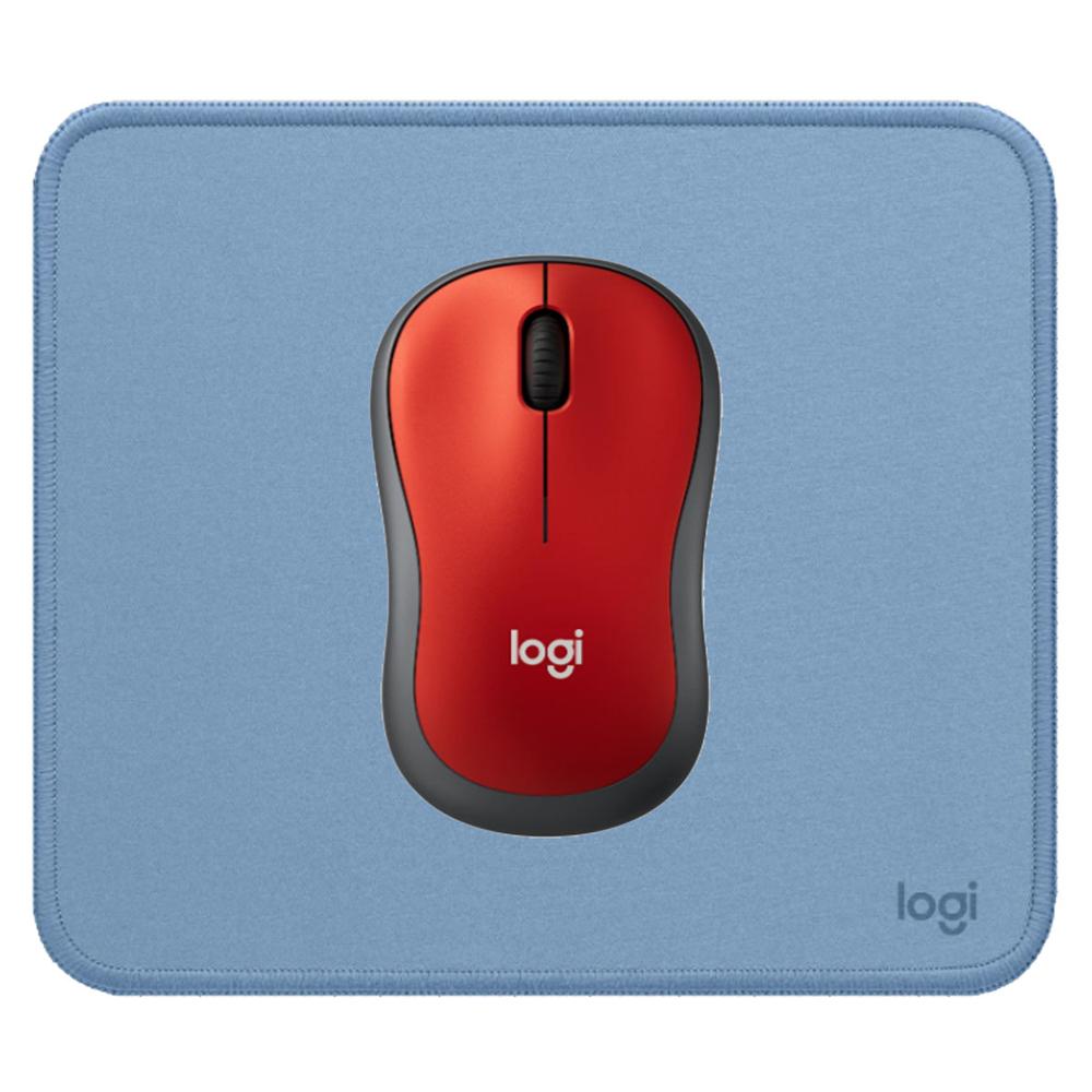 KIT LOGITECH MOUSE M185 ROJO Y PAD MOUSE AZUL