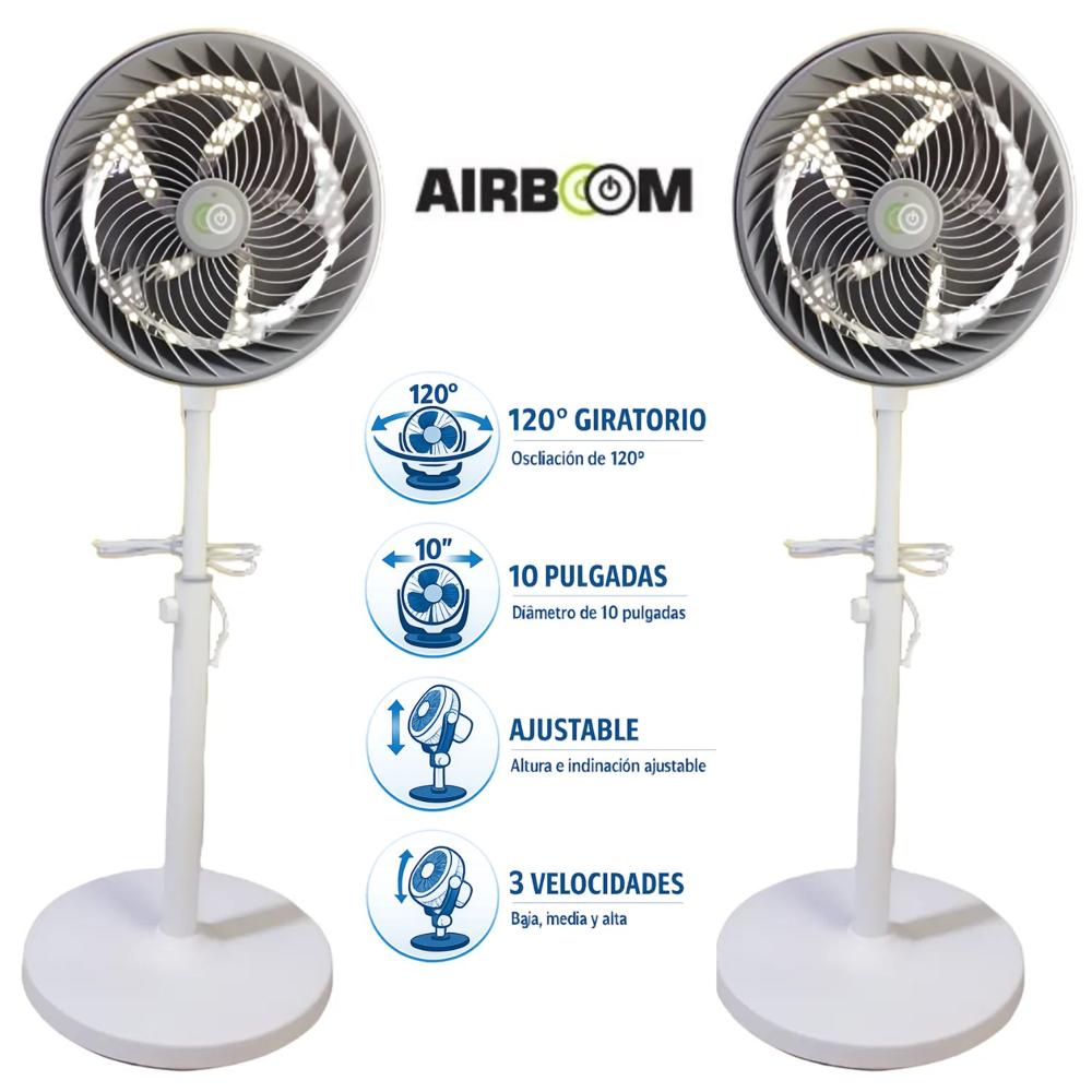 Pack 02 Ventiladores Airboom Ab1033t 10 Pulg 3 Velocidades Blanco