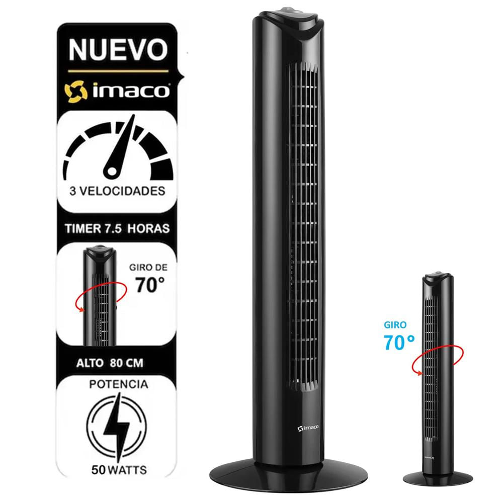 Ventilador De Torre Imaco 50W 3VL TF2905 Negro