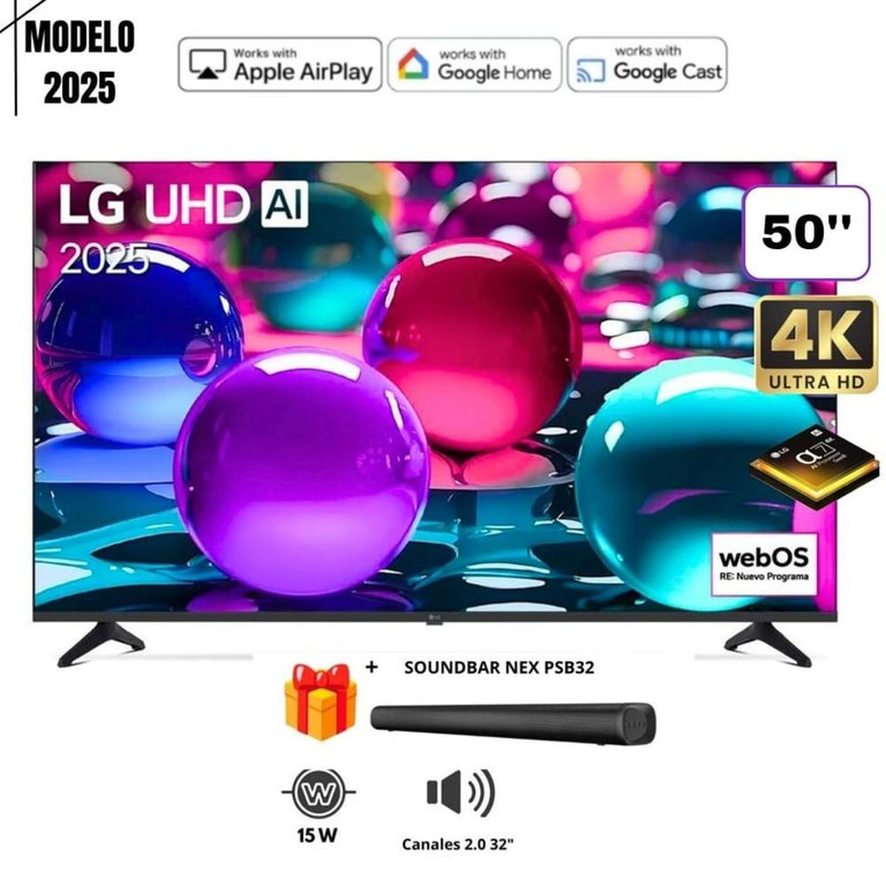 TELEVISOR LG 50 50UA7300PSB UHD 4K THINQ AI 2025 MAS SOUNDBAR NEX