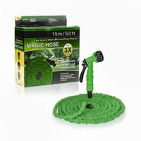 Manguera Multiusos Expandible Retráctil con Accesorios hasta 15 Metros 7 en 1 - Verde
