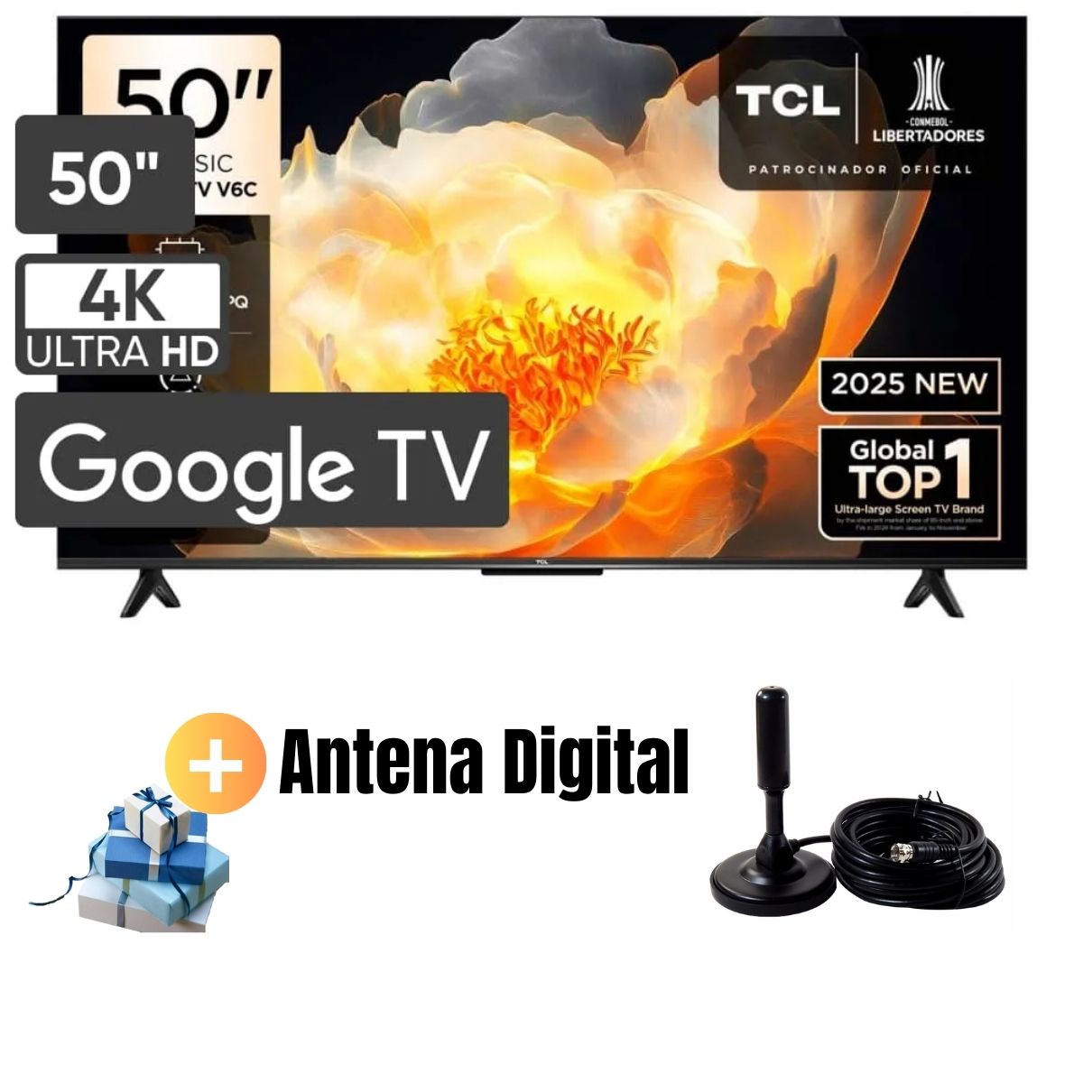 Televisor 50'' UHD 4K Google TV  TCL 50V6C - Antena