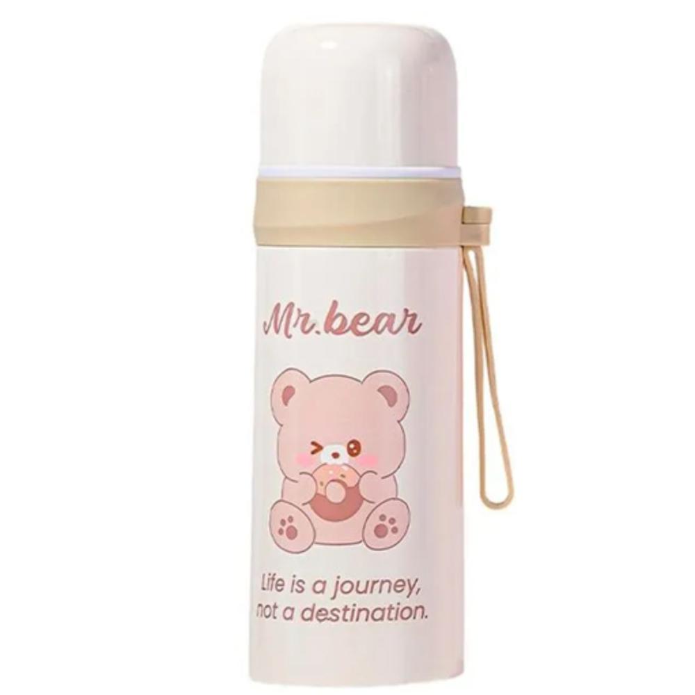 Termo de Acero Inoxidable Mr. Bear Crema 350 ml Conserva Calor y Frío