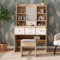 Tocador con espejo Lauren Marron y Blanco | Masiva Home