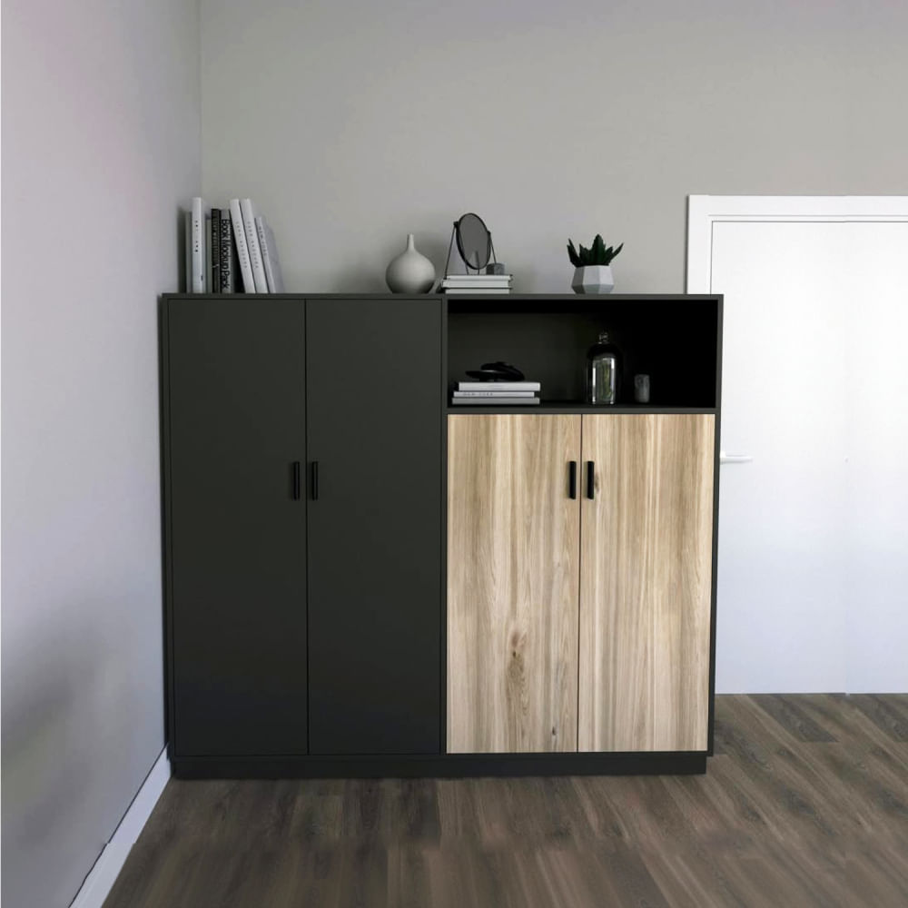 Armario Kendall 4 puertas Negro y beige | Masiva Home