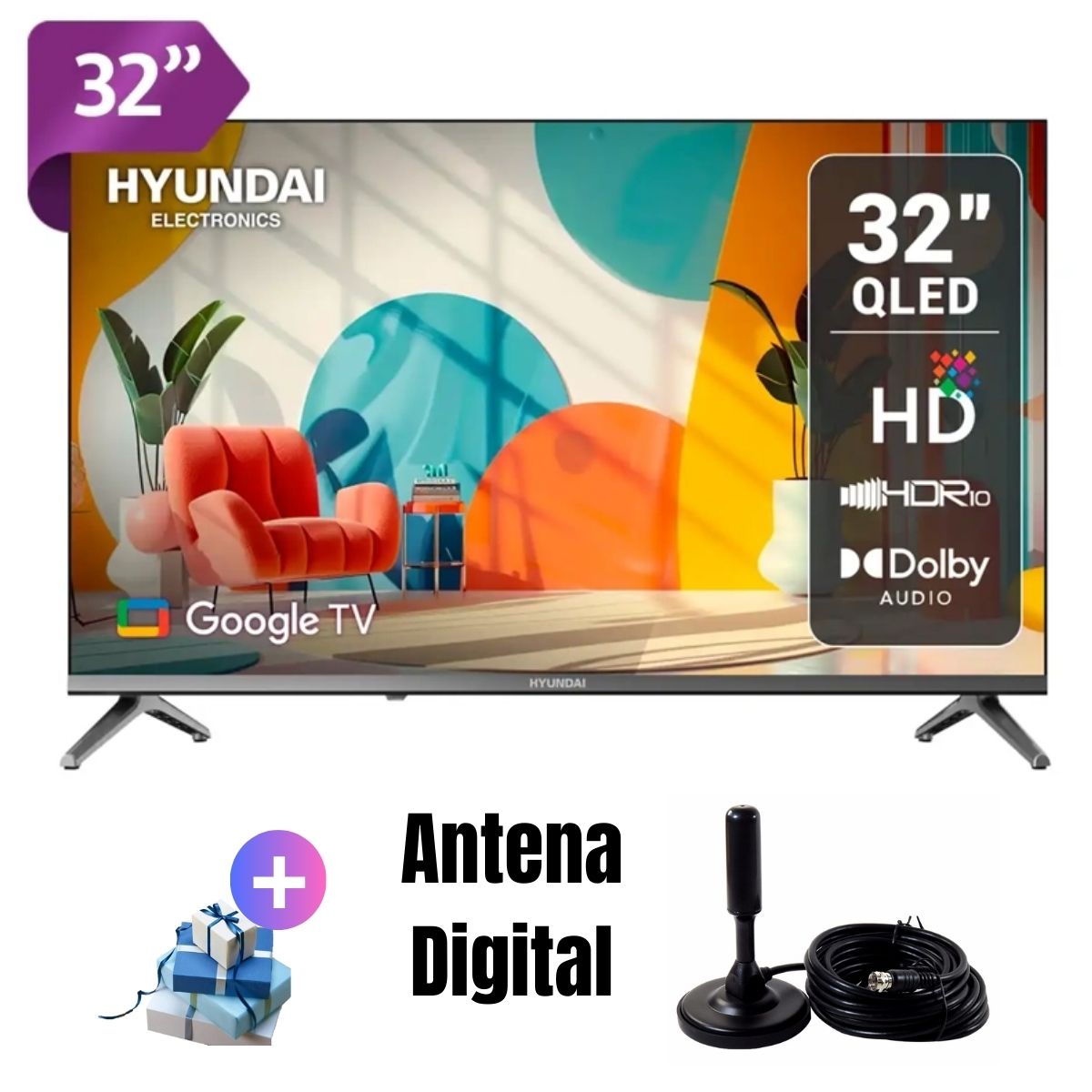 Televisor Hyundai QLED 32'' HD  HYLED3259QG 2025 - Ant Digital