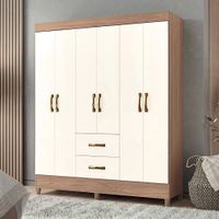Ropero Flor 6 puertas Blanco y Marron | Masiva Home