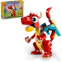 LEGO CREATOR 3 EN 1 DRAGÓN ROJO, SE TRANSFORMA EN PEZ O FÉNIX