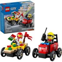 LEGO CITY PIZZA VS. CAMIÓN DE BOMBEROS, INCLUYE MINIFIGURAS DE CHEF Y BOMBERO