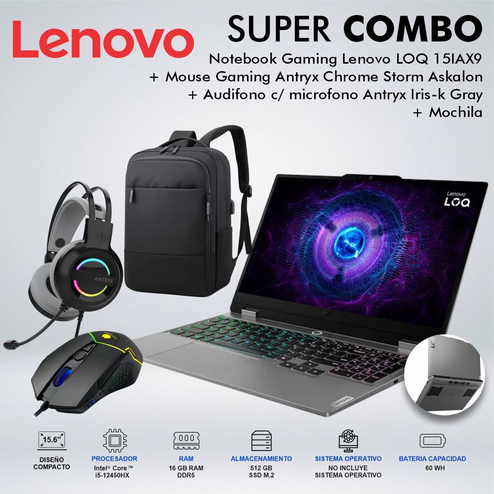 LAPTOP GAMING LENOVO LOQ 15IAX9 CORE i5-12450HX MEMORIA 16GB DISCO 512GB
