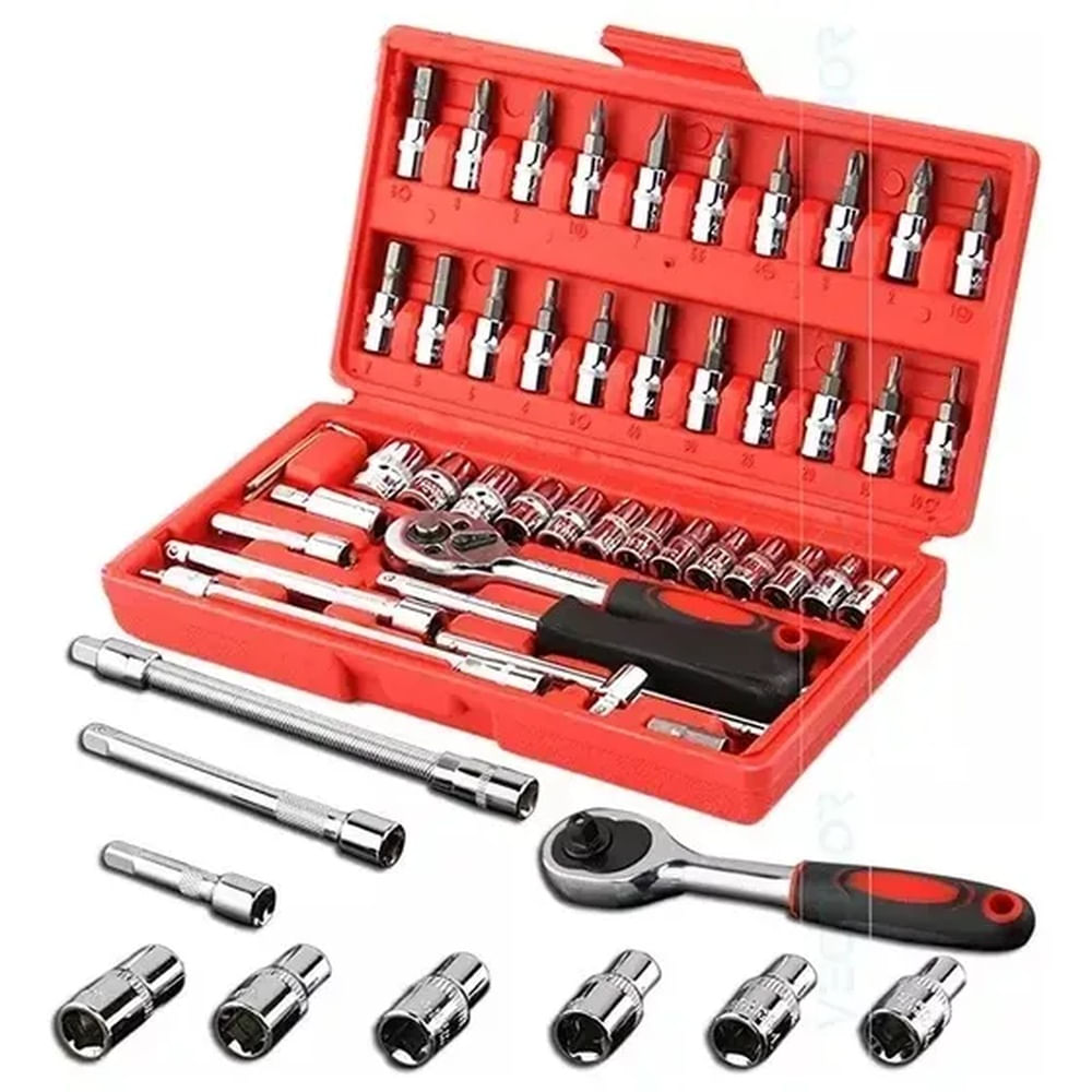 Juego Llaves Dados 46Piezas de Tubo Caja de Herramientas Inoxidable