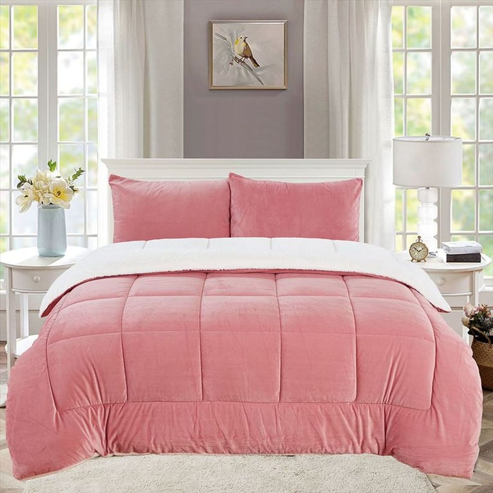 Edredón King Piel de Ángel con Sherpa Premium + Juego de Sábanas