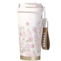Taza Térmica 520 ml Diseño Flores Acero Inoxidable Portátil