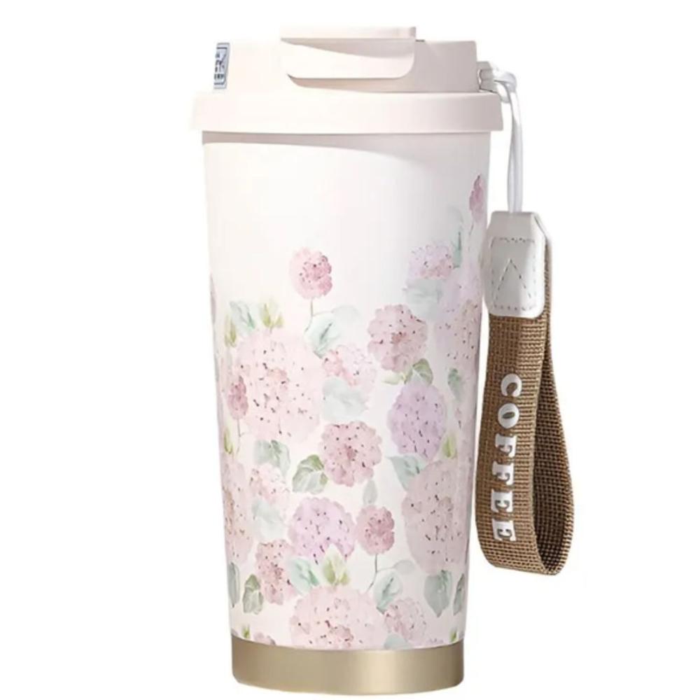 Mug Térmico 520 ml Flores de Acero Inoxidable Fácil de Transportar