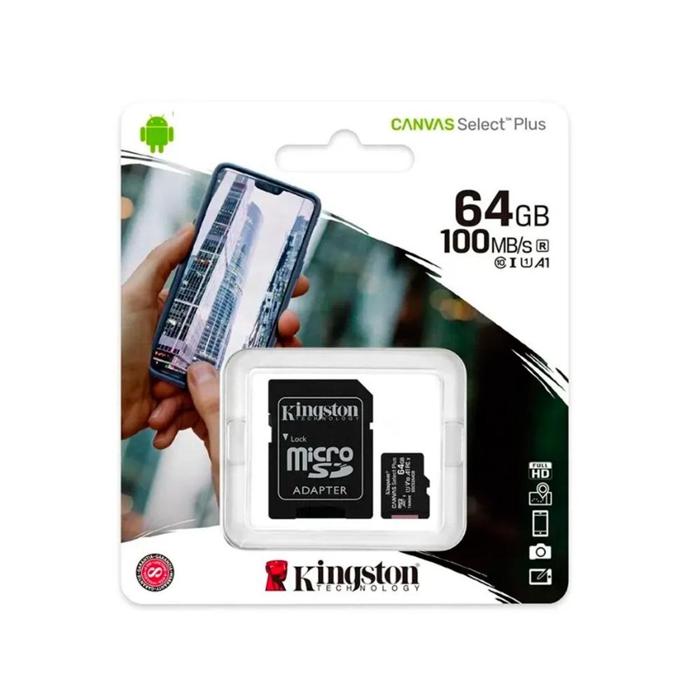 Memoria MicroSD Kingston 64 Gb Negro