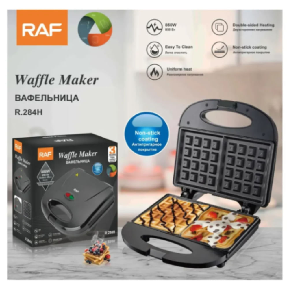 Maquina RAF Electrica Waflera Antiadherente 750W