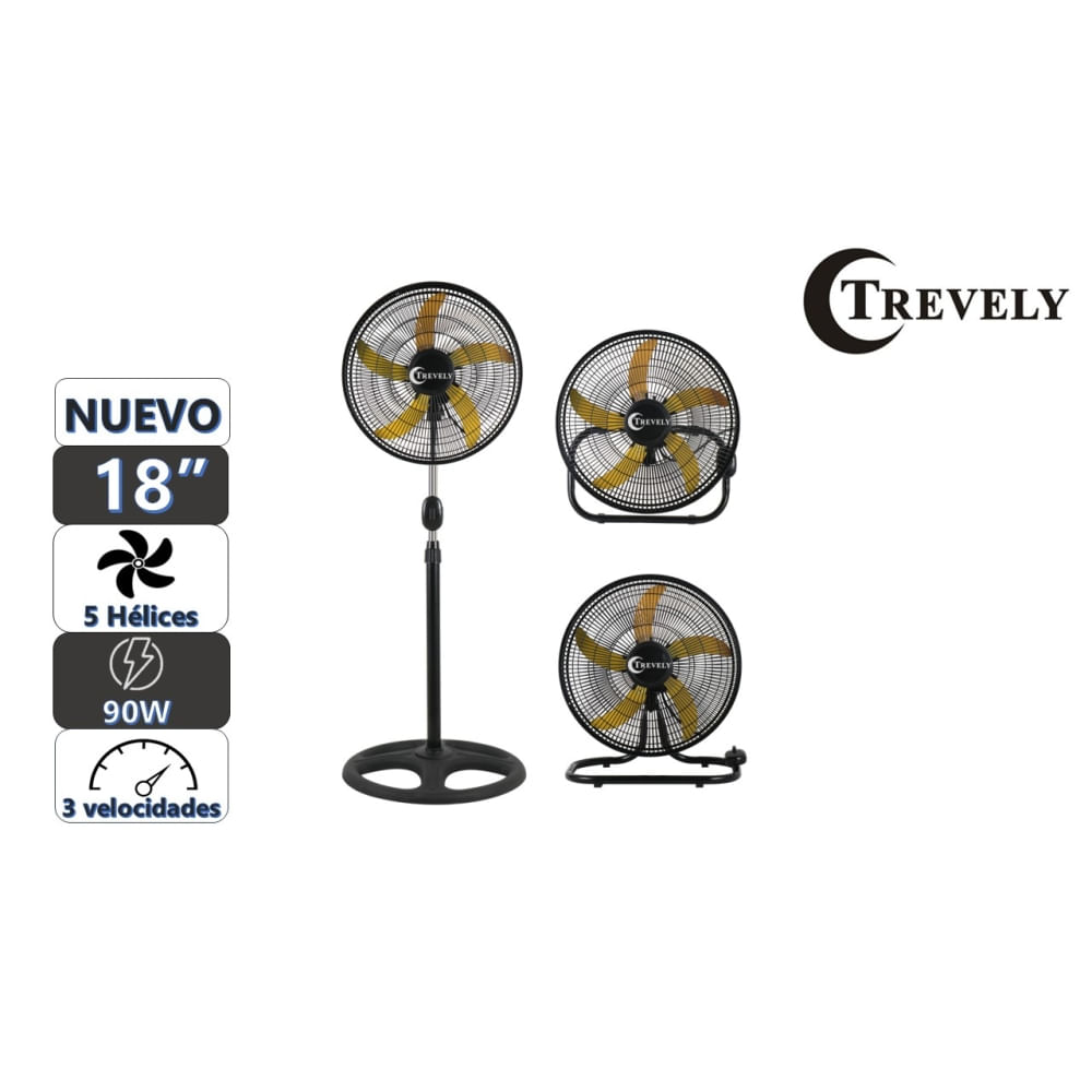 Ventilador 3 en 1 18"" TREVELY VT-1832 - 90W - amarillo