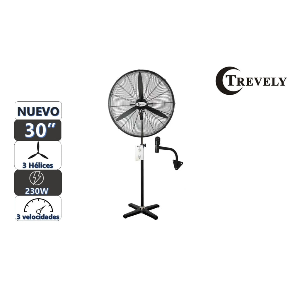 Ventilador Industrial de piso y pared 30' TREVELY VT-30A - 230W