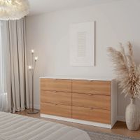Cómoda Moderna Gigly 160 cm 6 Cajones Blanco y Marrón RR MUEBLES