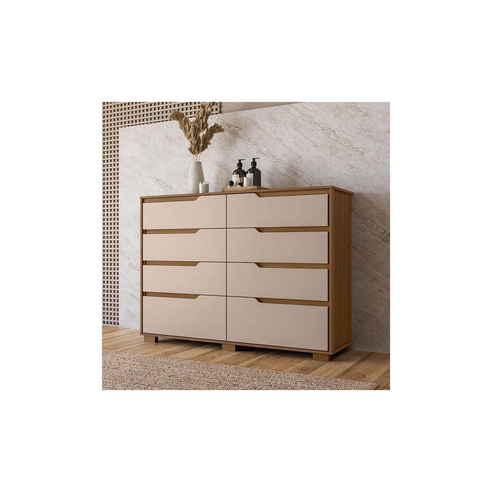 Cómoda Moderna Maphew 8 Cajones Marrón y Capri RR MUEBLES