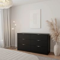 Cómoda Moderna Gigly 160 cm 6 Cajones Negro RR MUEBLES