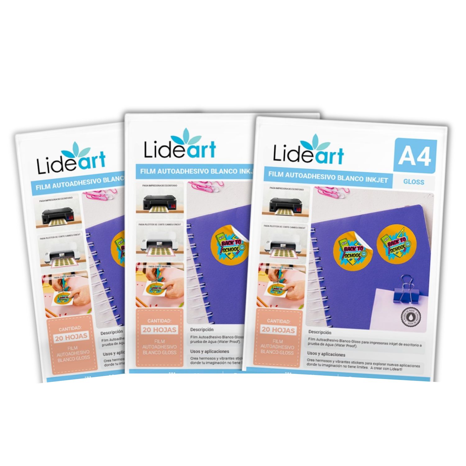 Vinil Autoadhesivo Imprimible Blanco Gloss Inkjet A4 x 60und