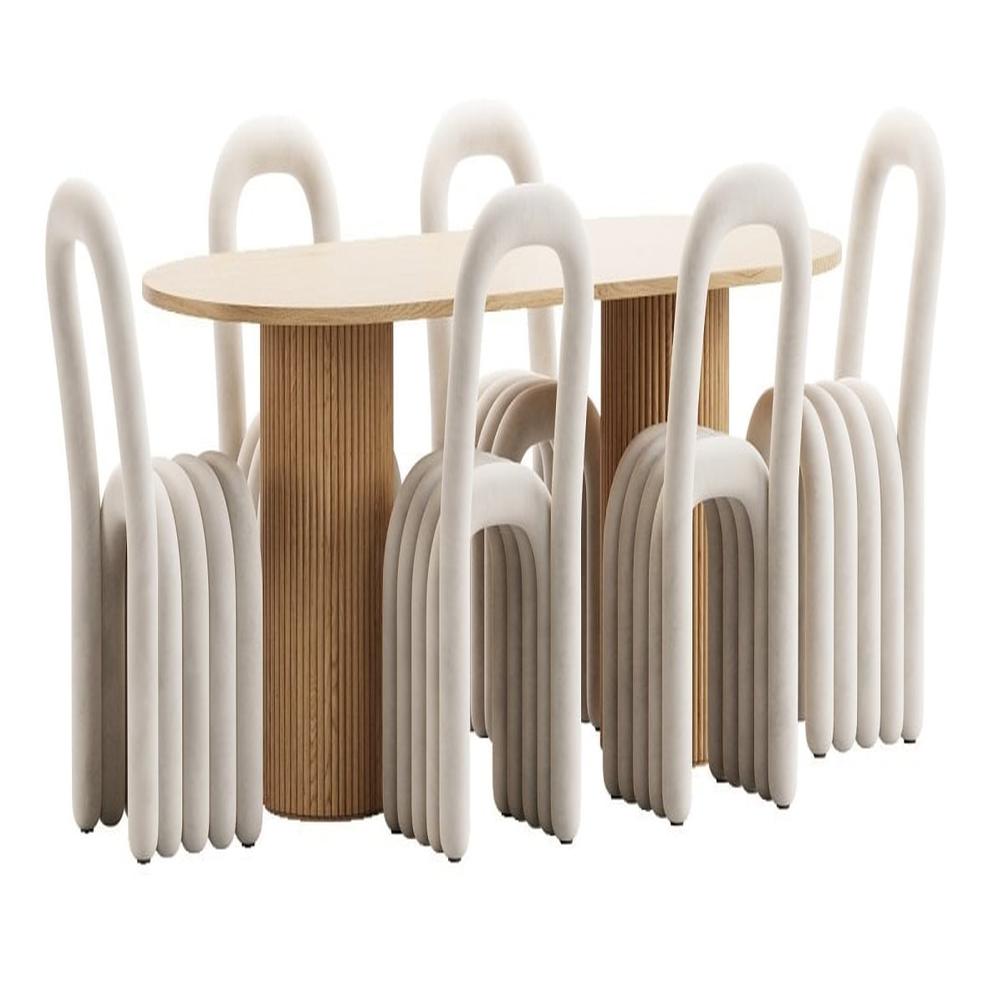 Juego de Comedor Lena 6 Sillas - Marrón y Beige