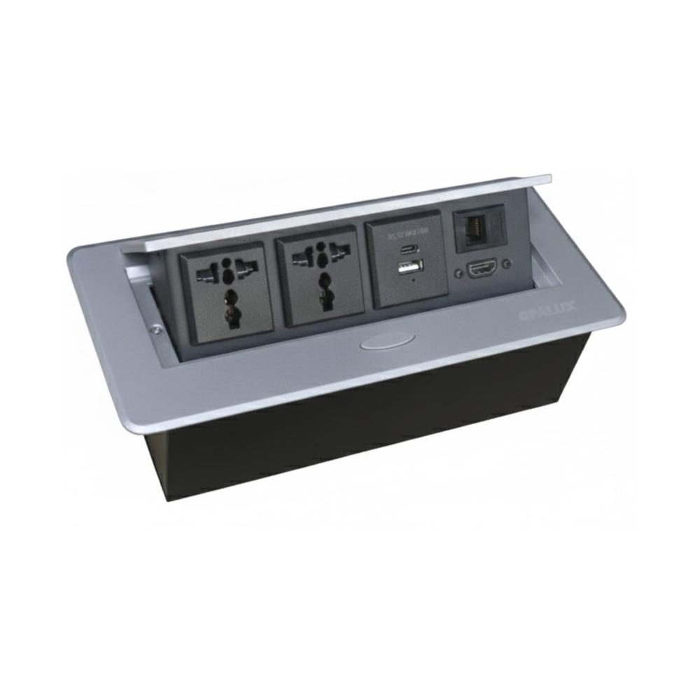 Tomacorriente para Mueble 2 Tomas HDMI RJ45 USB Opalux OP-UTS4DG