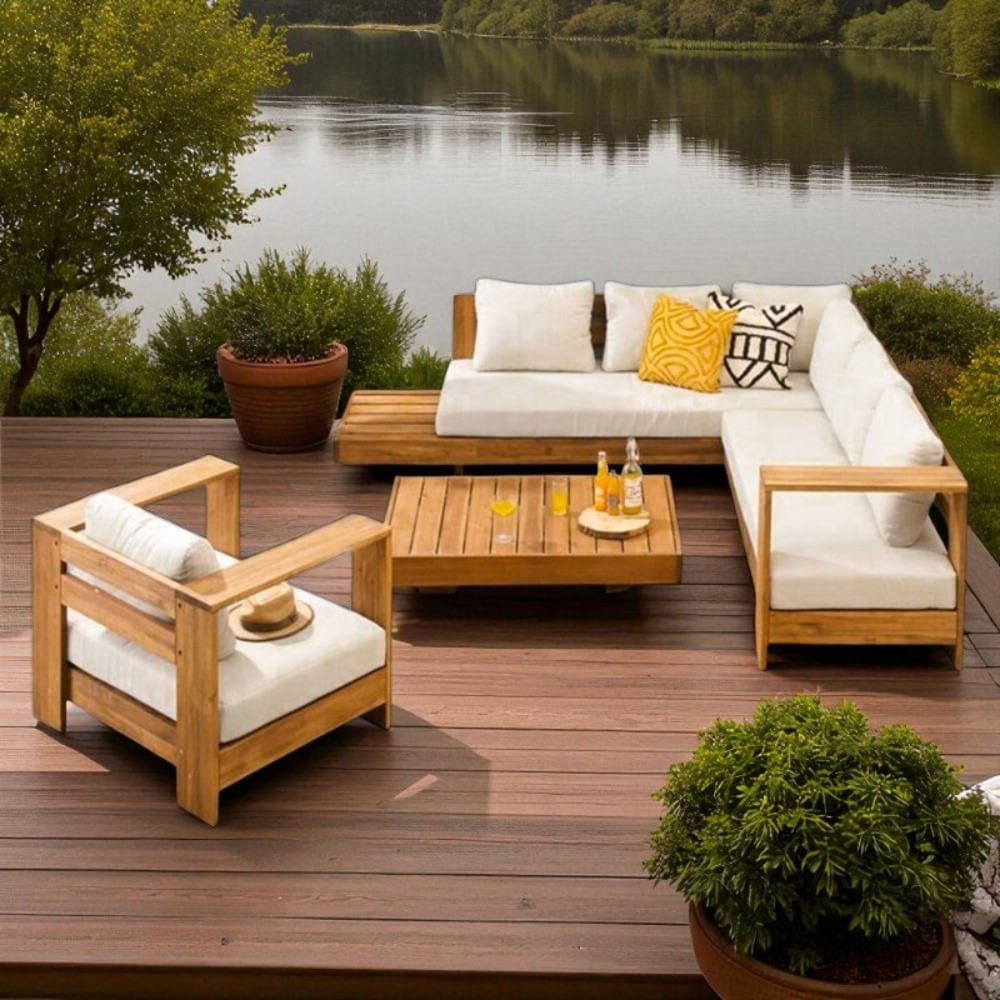 Set de Terraza en L de Madera Malvasia Movenda