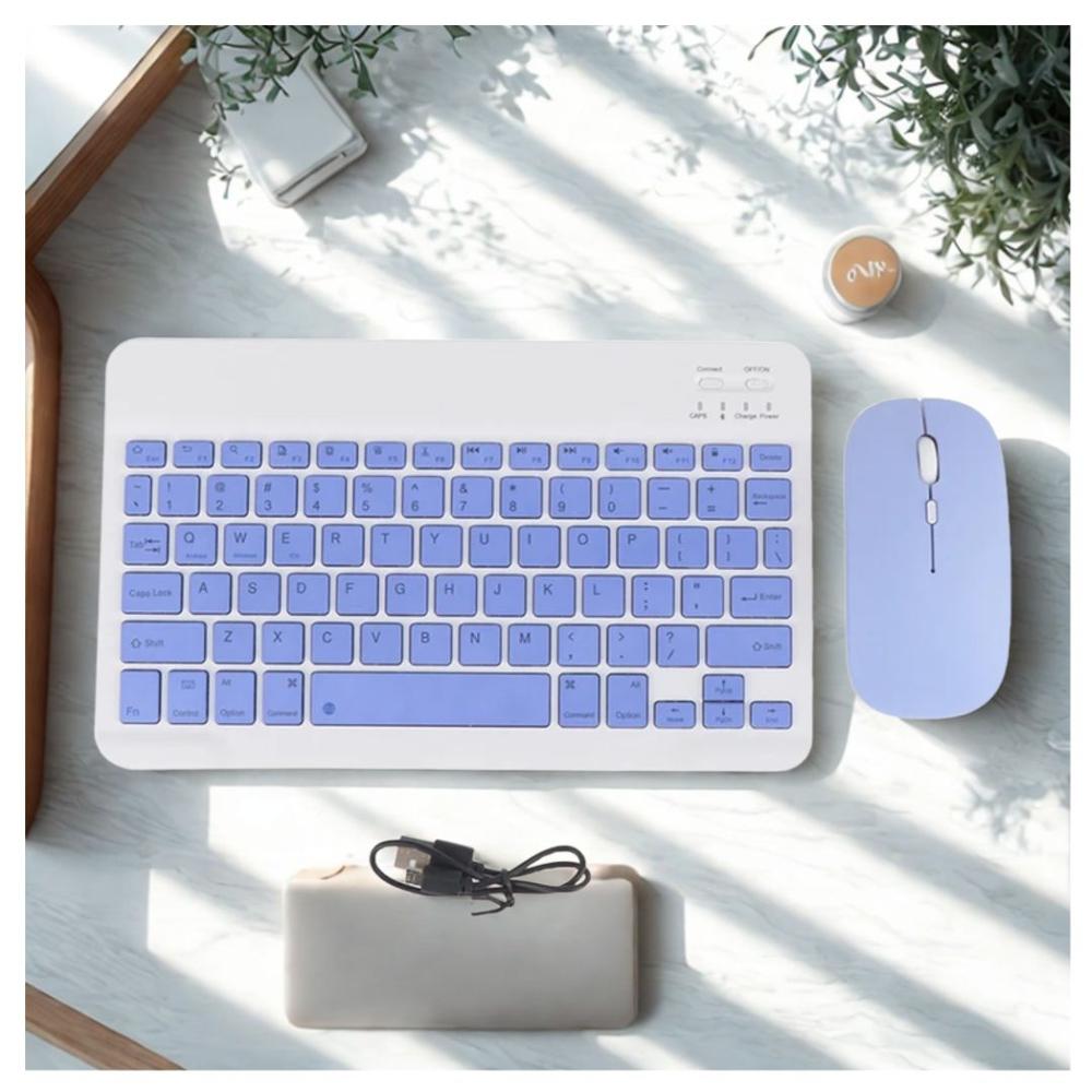 Teclado inalámbrico Bluetooth con Mouse Morado
