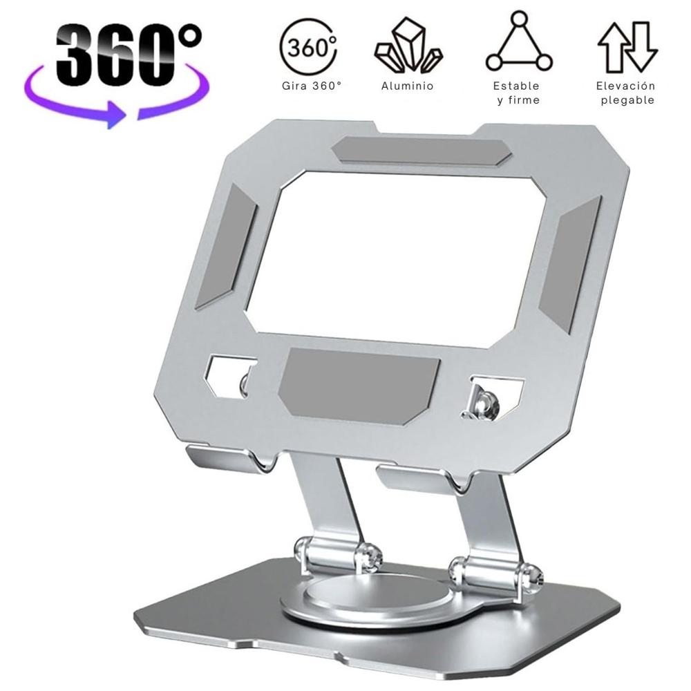 Soporte para Tablet Aluminio Giratorio 360° Base Plegable Plateado