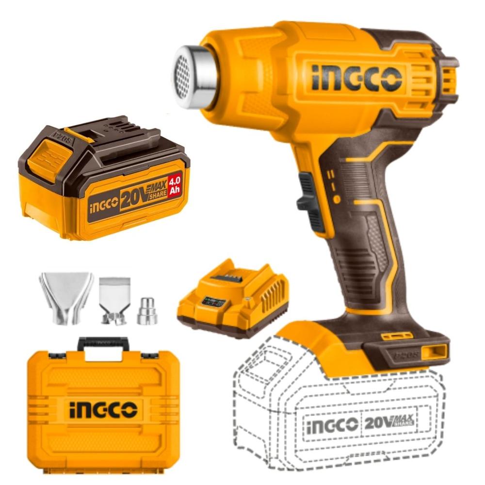 Pistola De Calor 20V Con Batería 4Ah HGLI20025 INGCO