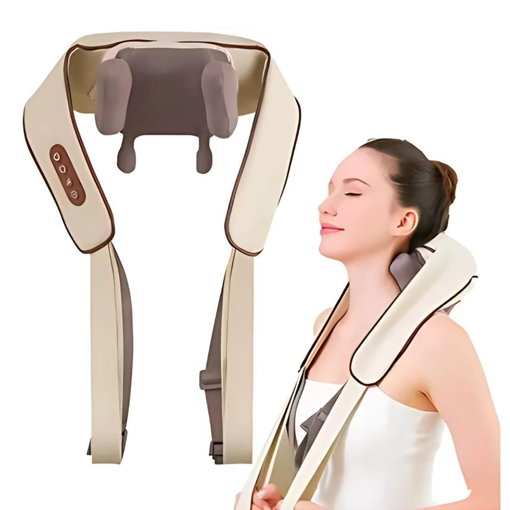 Masajeador Cervical Espalda Cuello Hombros Recargable Multifuncional Beige