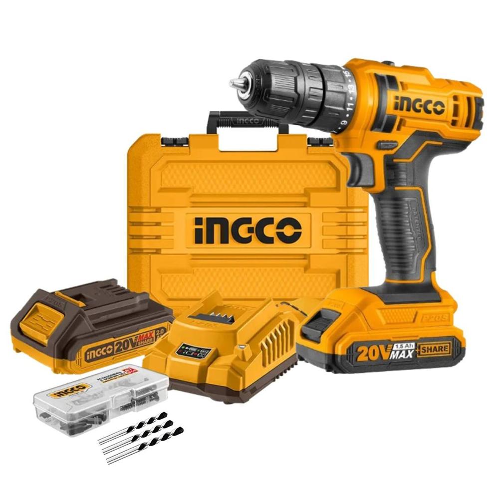 Atornillador Percutor Inalambrico 20V Accesorios Ingco