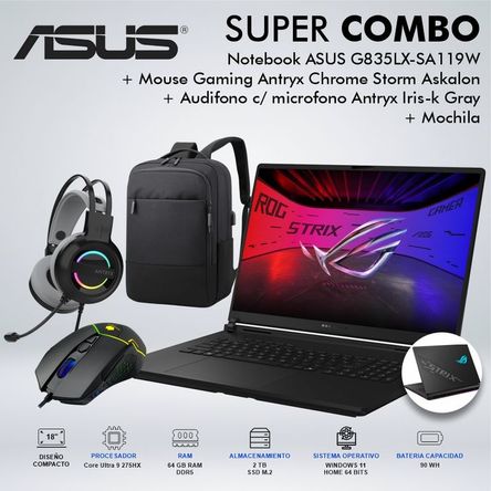LAPTOP GAMING ASUS G835LX-SA119W CORE ULTRA 9 275HX MEMORIA 64GB DISCO 2TB 90NR0LF1M008B0CDSPE LAPTOP GAMING ASUS G835LX-SA119W CORE ULTRA 9 275HX MEMORIA 64GB DISCO 2TB 90NR0LF1M008B0CDSPE