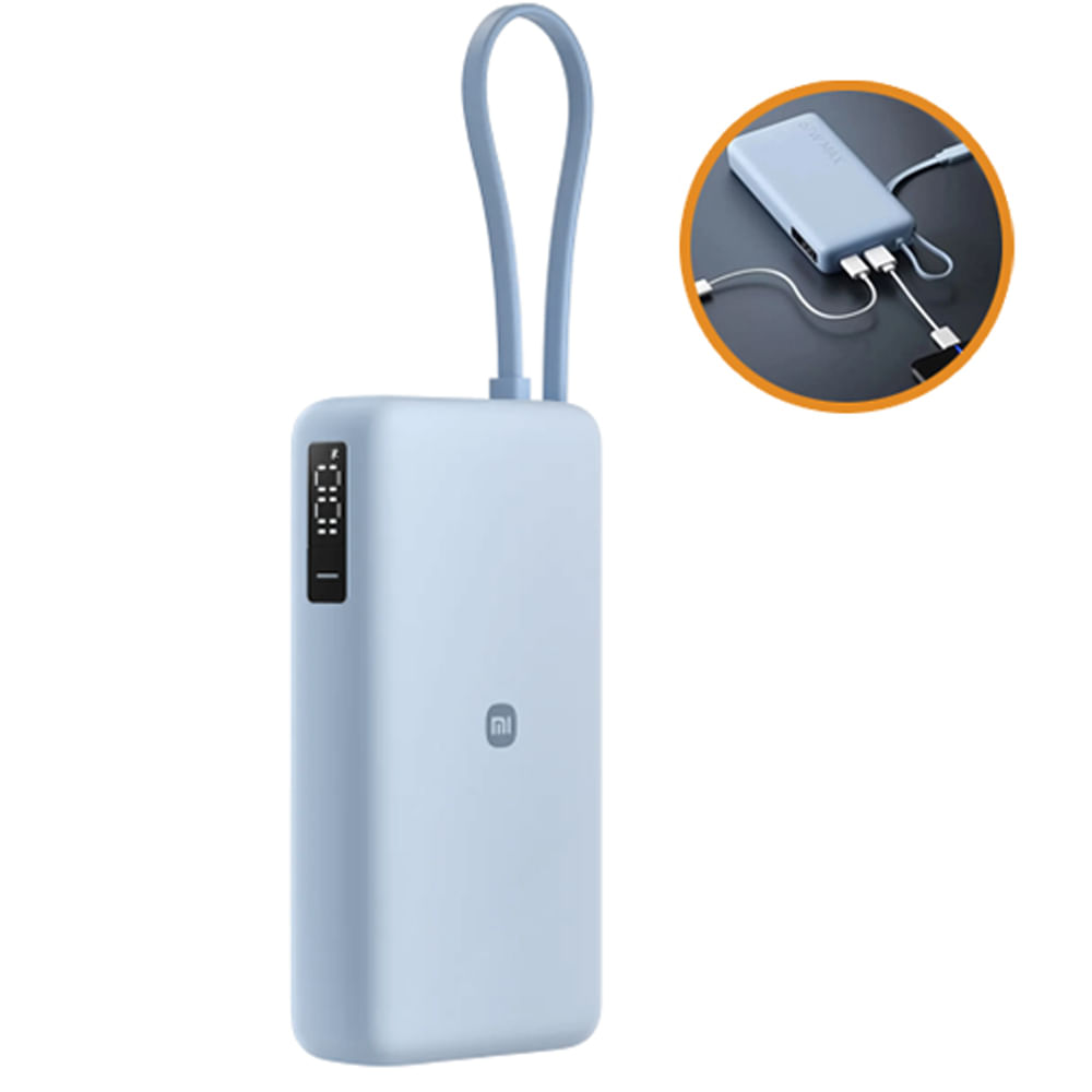 Xiaomi Power Bank 67W 20000mah Azul con Cable Integrado Power Bank Xiaomi 20000 mAh 67W Celeste con cable integrado - Carga Ultra Rápida Xiaomi Power Bank 67W 20000mah Azul con Cable Integrado Power Bank Xiaomi 20000 mAh 67W Celeste con cable integrado - Carga Ultra Rápida