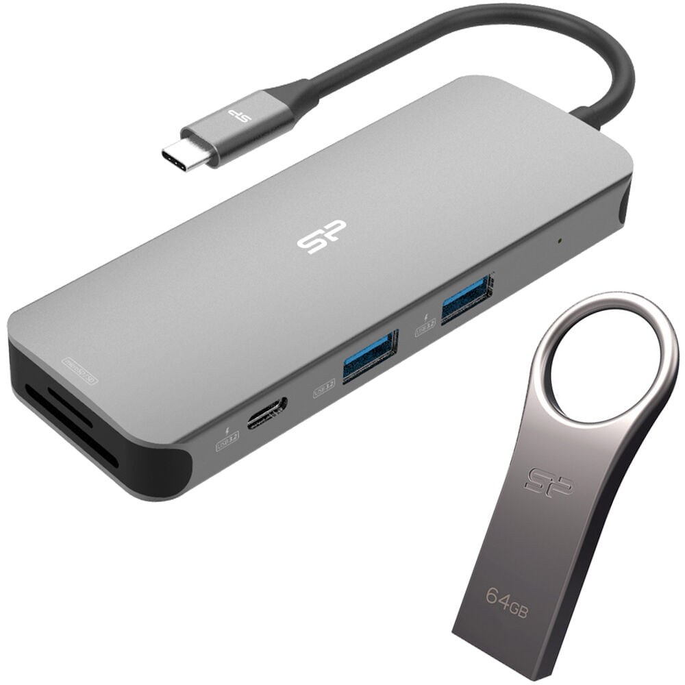 Estación de Acoplamiento Silicon Power SR30 8 en 1 y Kit de Pendrive USB 3.0 J80 de 64GB 1815875-REG Estación de Acoplamiento Silicon Power SR30 8 en 1 y Kit de Pendrive USB 3.0 J80 de 64GB 1815875-REG