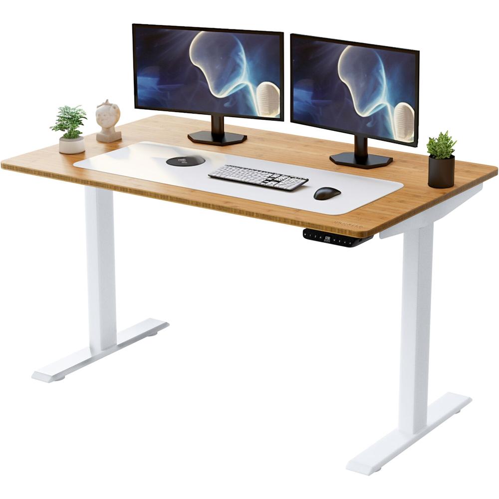 Escritorio Ajustable Eléctrico Uncaged Ergonomics Rise Up con Marco Blanco y Superficie de Bambú Nat 1446156-REG Escritorio Ajustable Eléctrico Uncaged Ergonomics Rise Up con Marco Blanco y Superficie de Bambú Nat 1446156-REG
