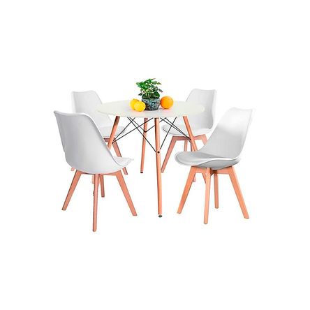 Juego De Comedor Eames Blanco 80 Cm 4 Personas Silla Ema Blanco Ofideas