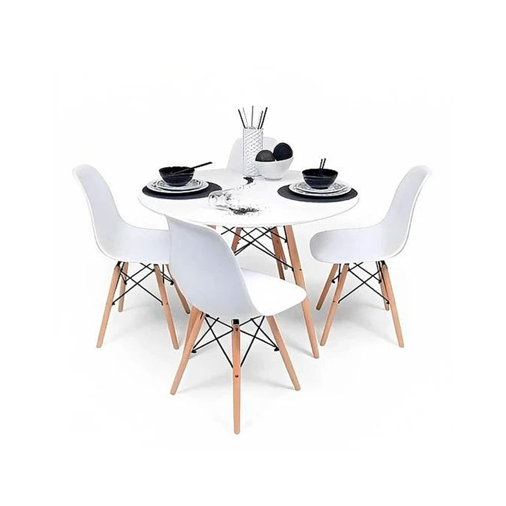 Juego De Comedor Eames Blanco 80 Cm 4 Personas Silla Eames Blanco Ofideas