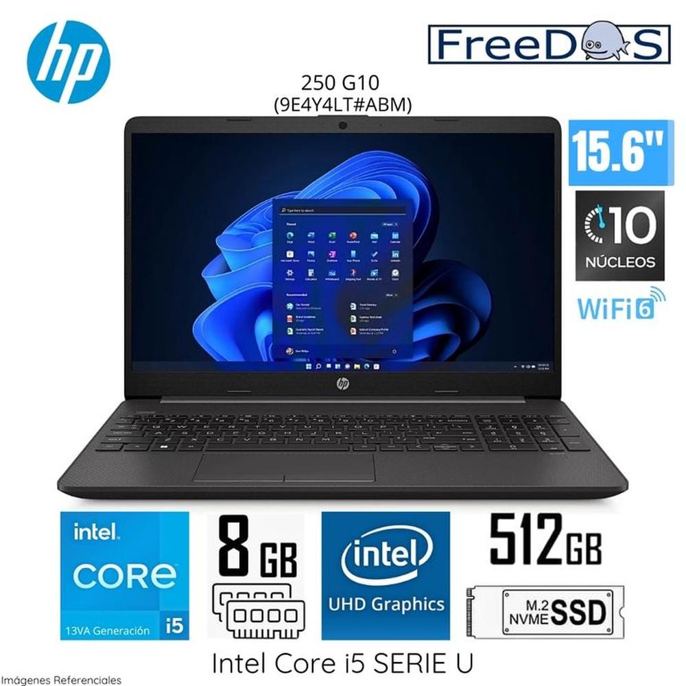 Laptop HP 250 G10 Intel Core i5 1335U 8GB RAM 512GB SSD 15.6 pulg  HD Free Dos 9E4Y4LTABM