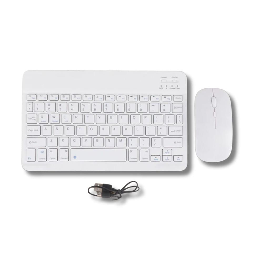 Teclado inalámbrico Bluetooth con Mouse Blanco