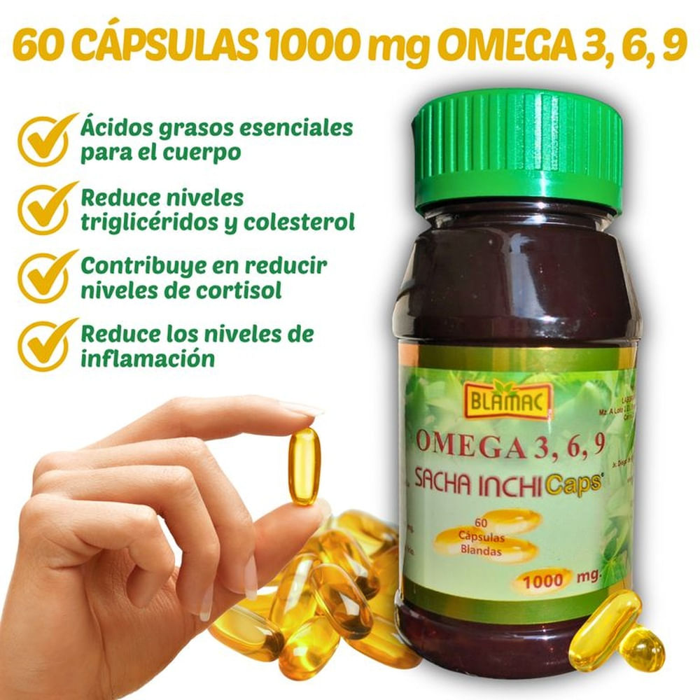 OMEGA 3 6 9 SACHA INCHI  60 CAPSULAS GEL 1000mg CON VITAMINAS E  A PARA COLESTEROL Y TRIGLICÉRIDO