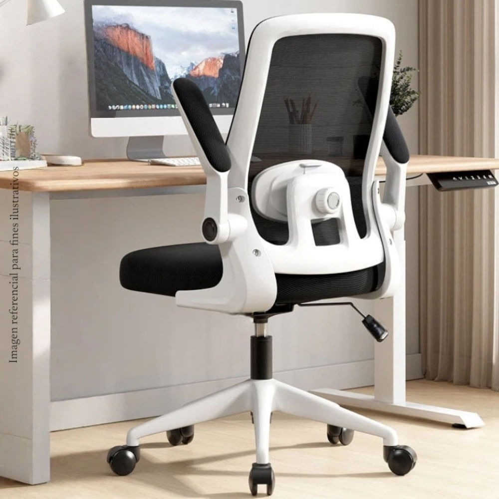 Silla de Oficina con Respaldo Ergonómico de Malla Blanco