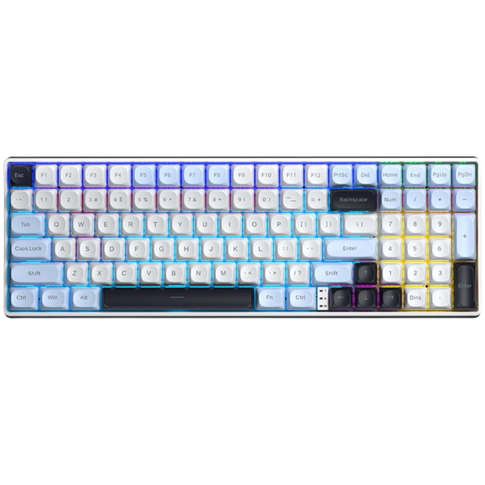 Teclado Mecanico Aula S100 PRO RGB Inalambrico BT Switch Brown Ingles Light Blue White Black Purple