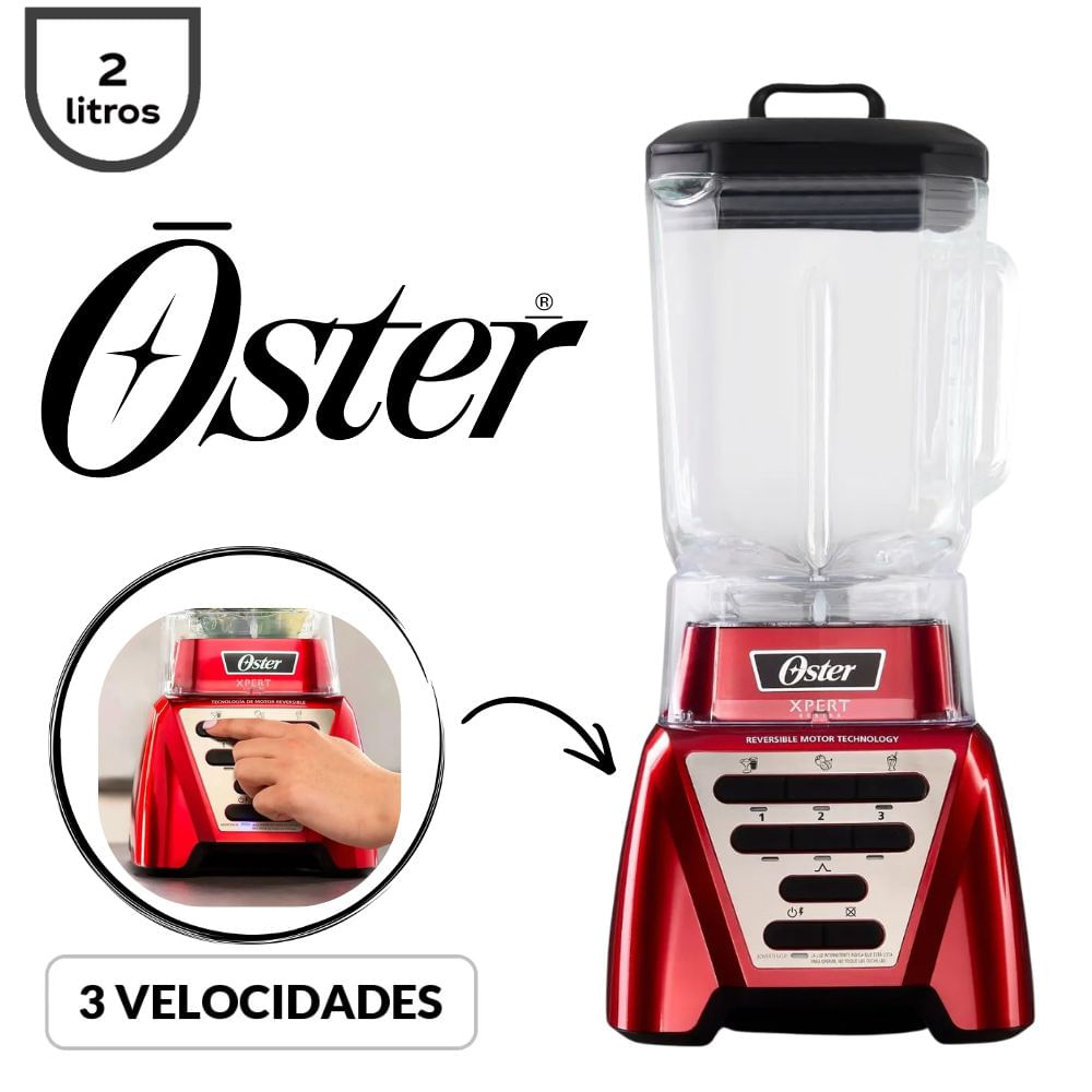 LICUADORA OSTER 2LT  3 VELOCIDADES 1500W COLOR ROJO MOD BLST3A-R2G-053