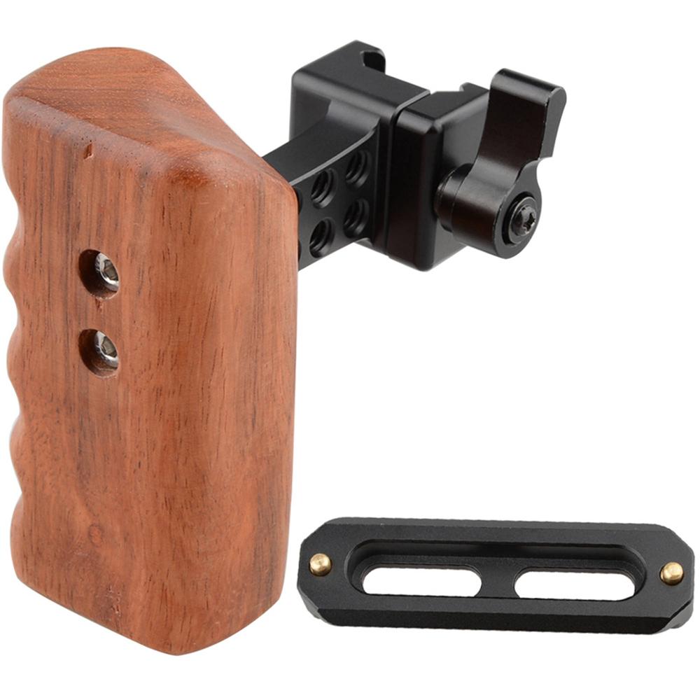 CAMVATE Empuñadura de Madera con Abrazadera SWAT para Video Cage Rig (Mano Izquierda) - Mango de Pa