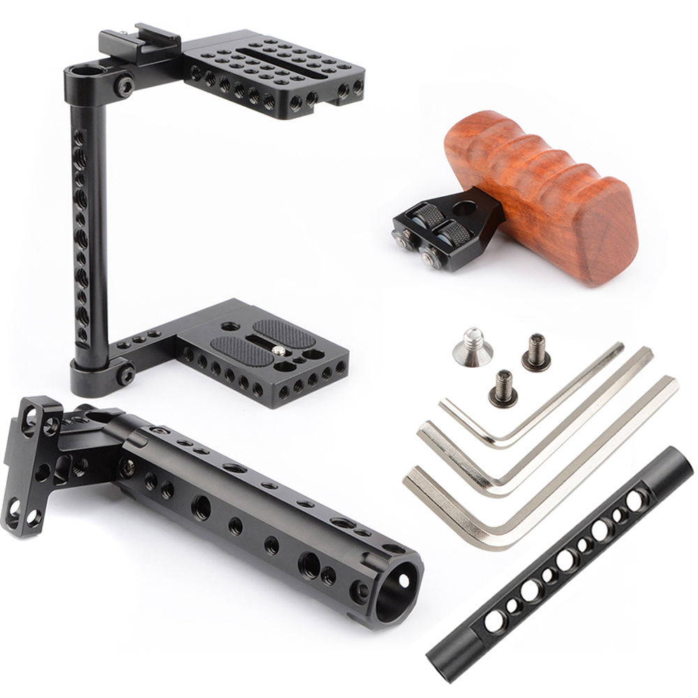 Cámara Cage CAMVATE con Mango Superior y Lateral - Compatible con DSLR y Sin Espejo, Aluminio Anodi