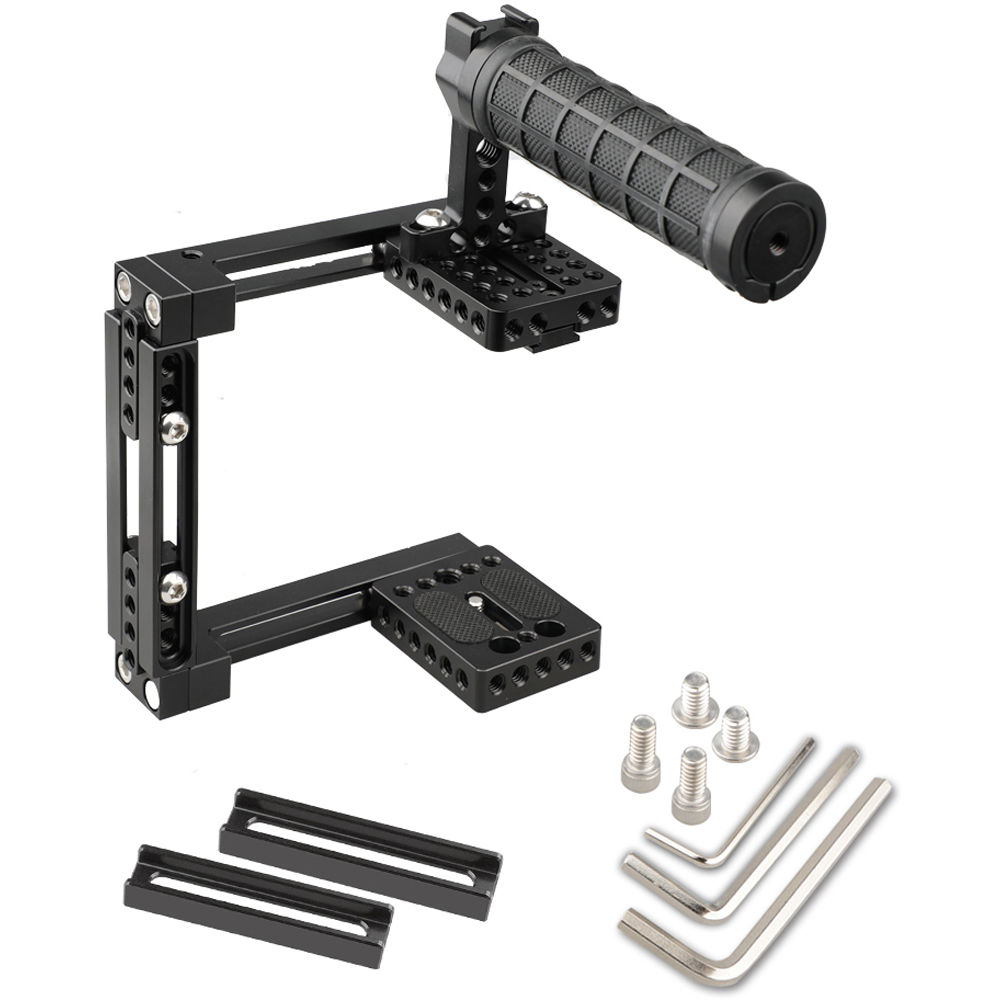 CAMVATE Jaula Ajustable de Doble Uso con Mango Superior de Goma (Básico) para Canon 80D y Panasonic